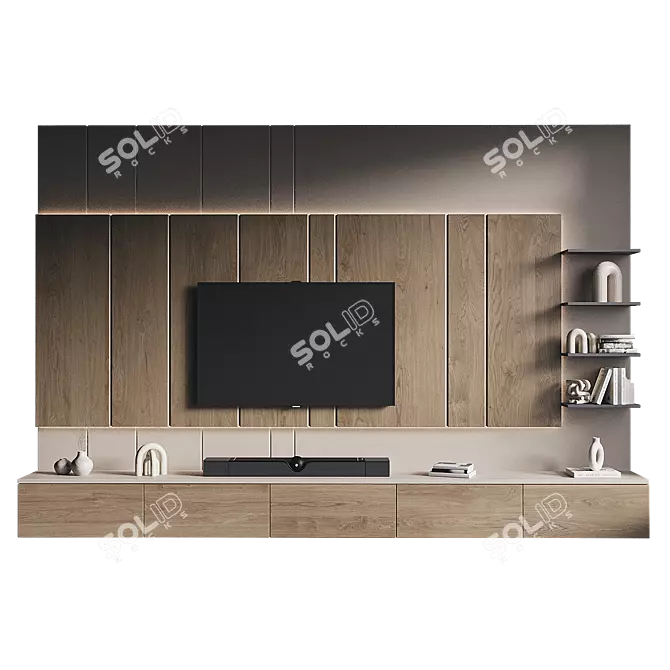 Modern TV Wall Set Design 3D model image 2