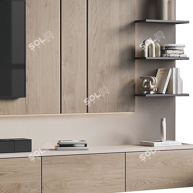 Modern TV Wall Set Design 3D model image 3