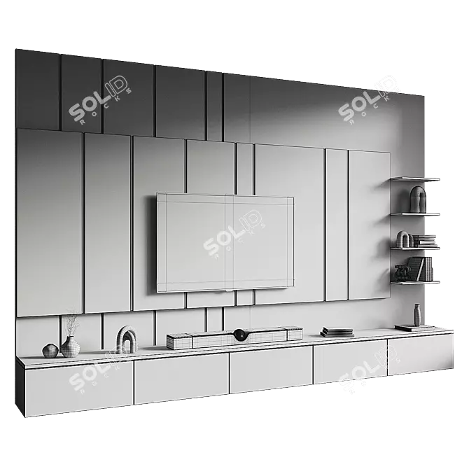 Modern TV Wall Set Design 3D model image 4