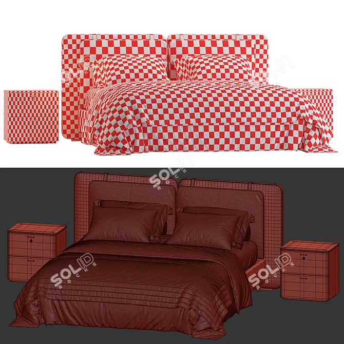 Luxurious Minotti Tatlin Soft Bed 3D model image 1