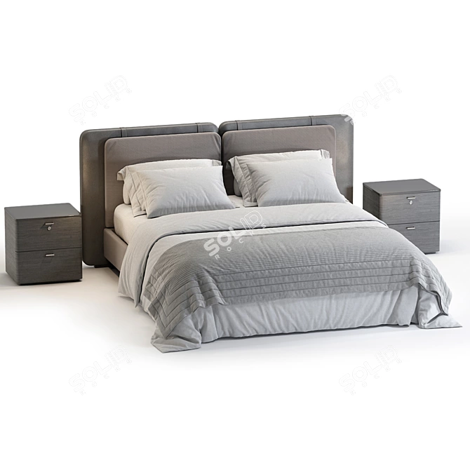 Luxurious Minotti Tatlin Soft Bed 3D model image 3