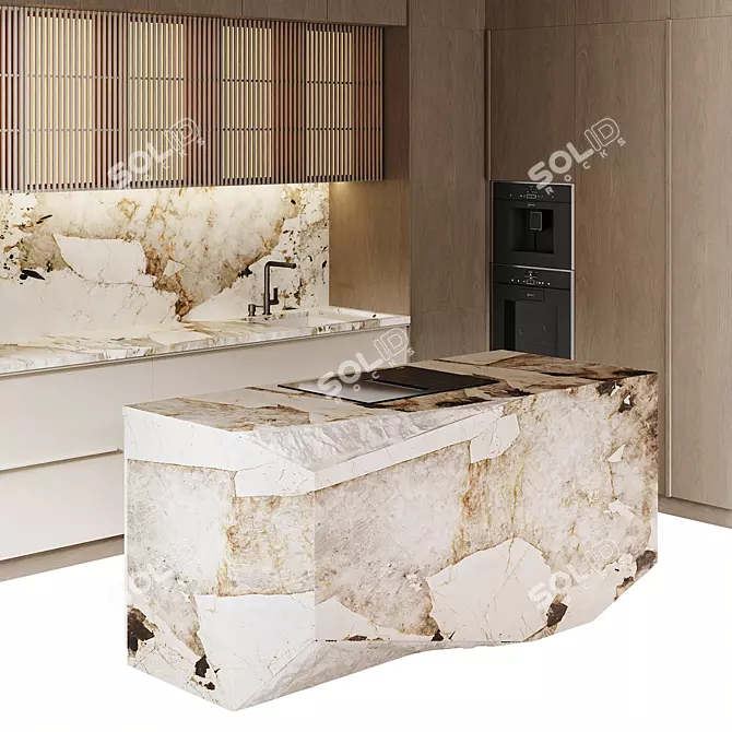 Modern Quartzite Patagonia Island Kitchen 3D model image 3