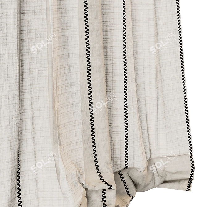 Contrasting Stitch Linen Curtains 3D model image 2