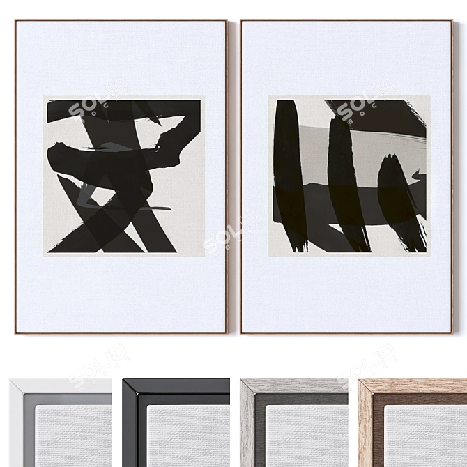 3D Wall Art Set Textures 3D model image 1