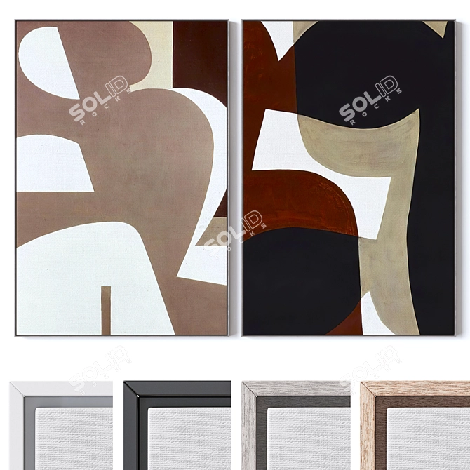 Wall Paintings Set with Textures 3D model image 1