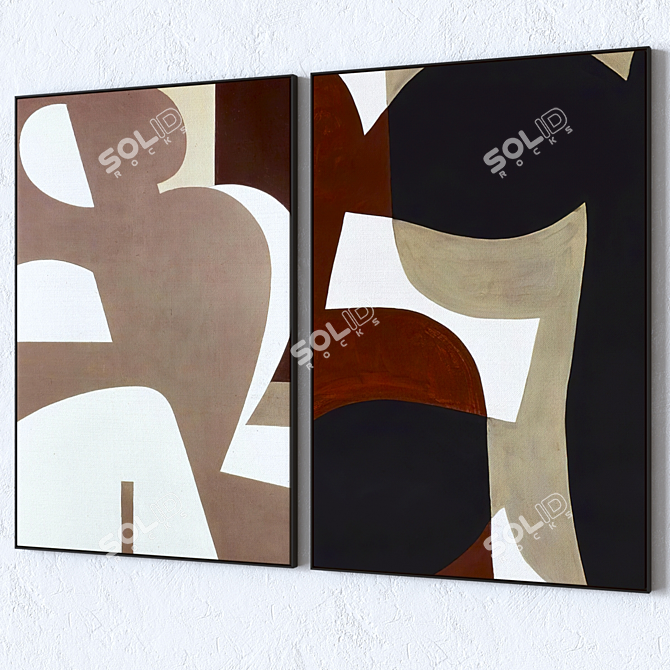 Wall Paintings Set with Textures 3D model image 3