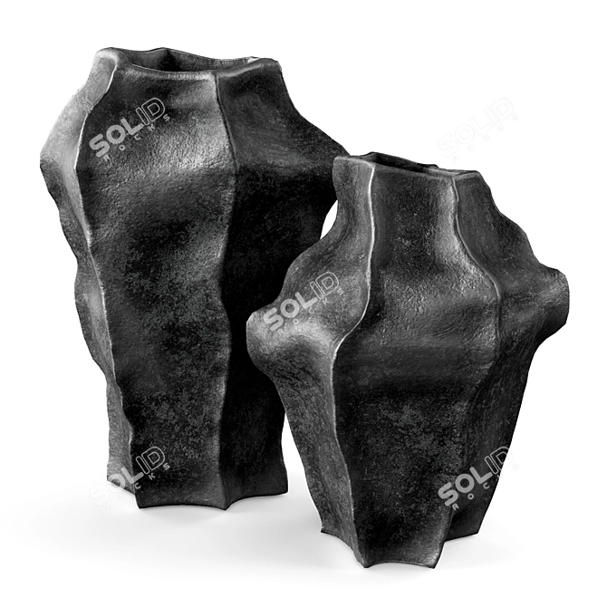 Textured Ceramic Vases 3D model image 1