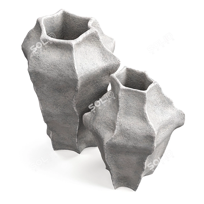 Textured Ceramic Vases 3D model image 4