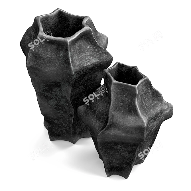 Textured Ceramic Vases 3D model image 6