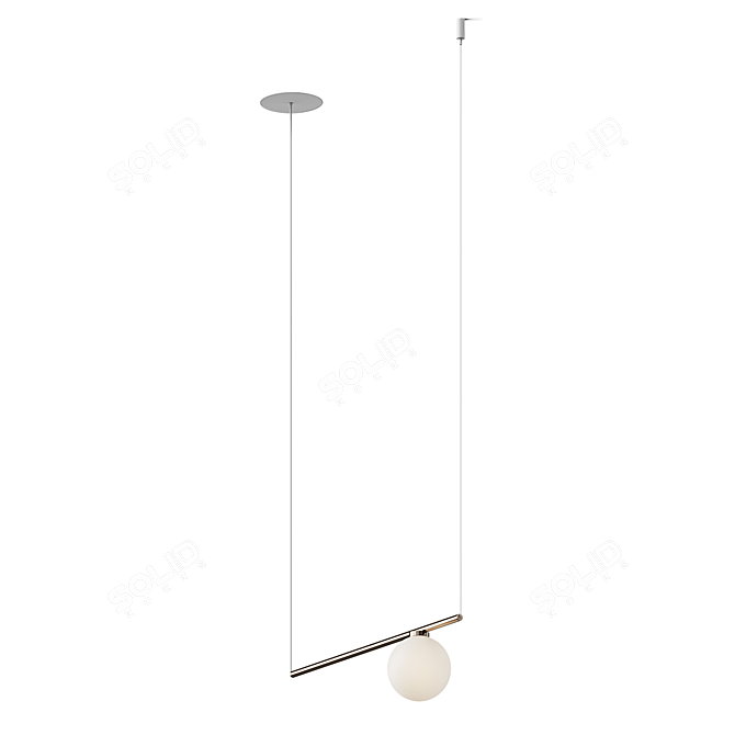 Italian Blown Glass Pendant Lamp 3D model image 5