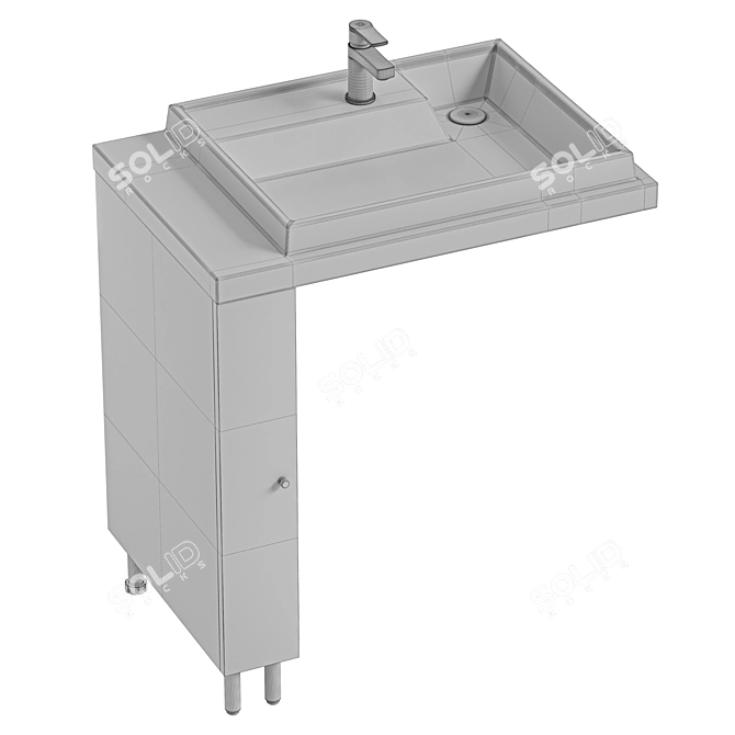 Modern Sink with Vanity Unit Set 3D model image 4