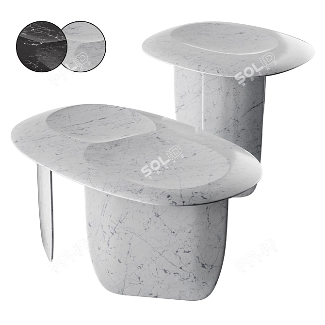 Balanced Stone Coffee Tables 3D model image 1