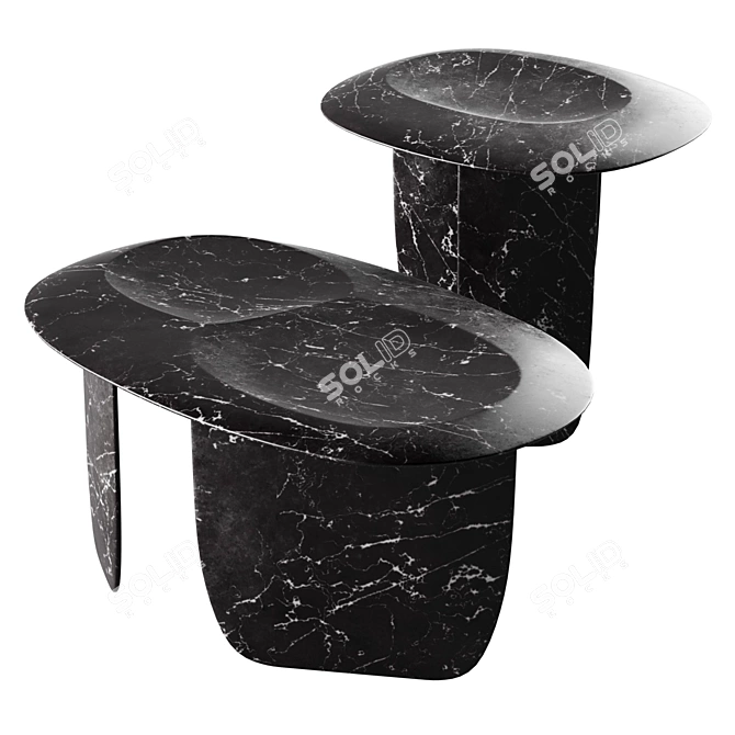 Balanced Stone Coffee Tables 3D model image 6
