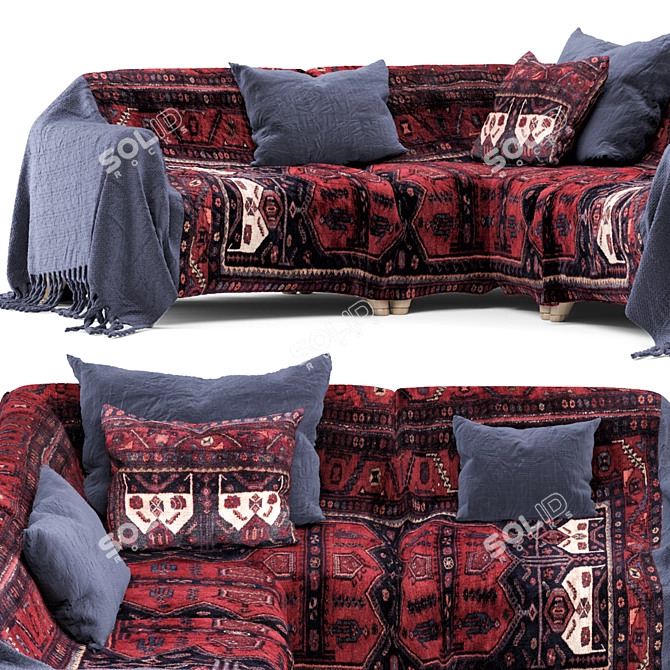 Boho Style Sofa Set 2417 3D model image 4