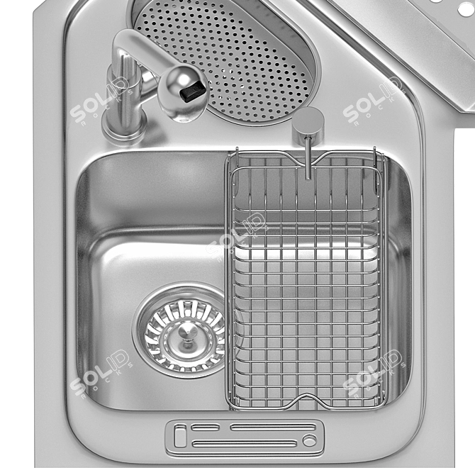 Contemporary Kitchen Sink Set 3D model image 8