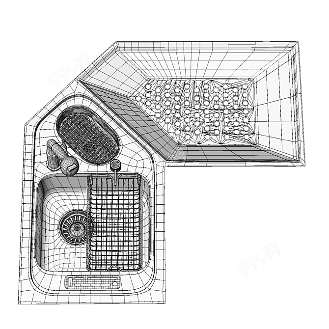 Contemporary Kitchen Sink Set 3D model image 10