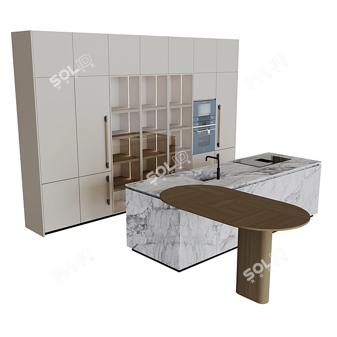 Elegant Molteni Kitchen Set 3D model image 2