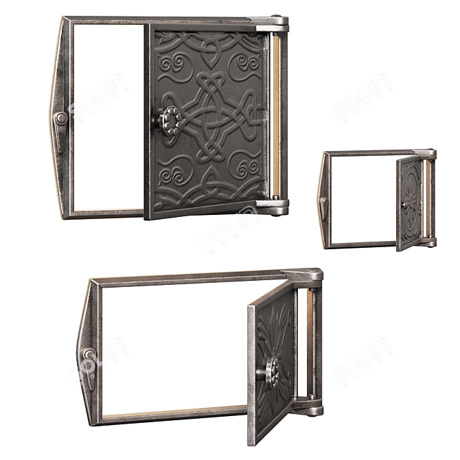 Cast Iron Stove Doors Set 3D model image 2