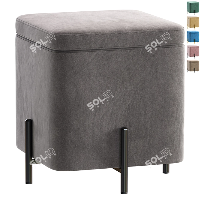 Elegant Grace Grey Pouf 3D model image 1