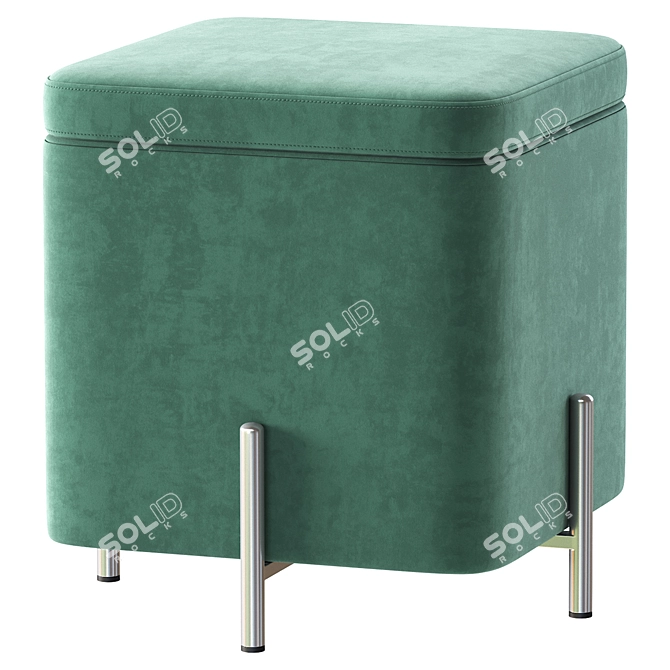 Elegant Grace Grey Pouf 3D model image 2