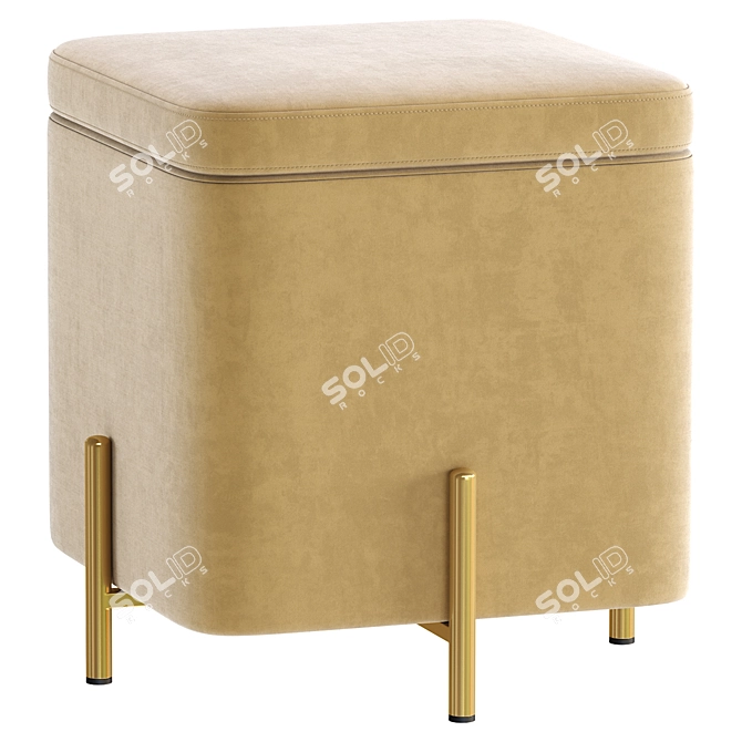 Elegant Grace Grey Pouf 3D model image 3