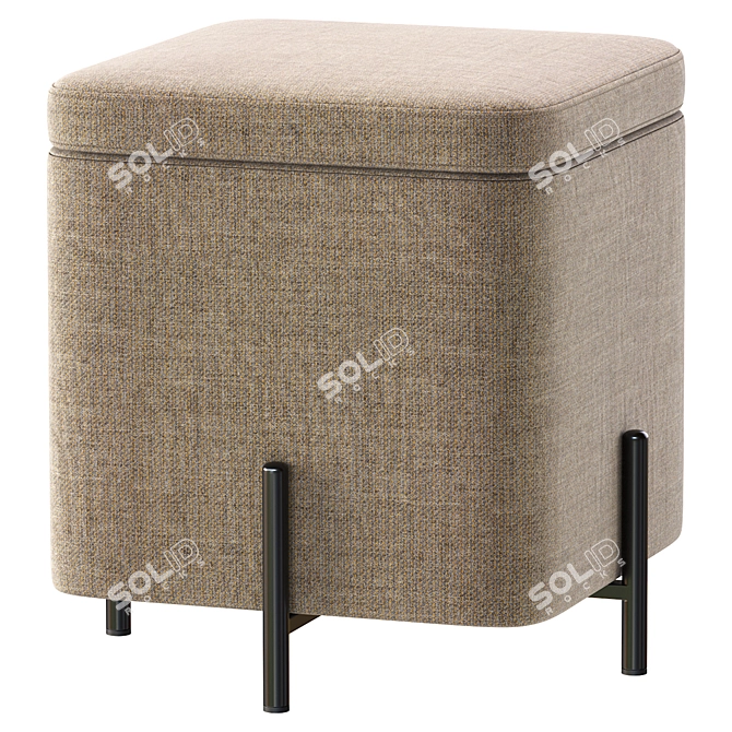 Elegant Grace Grey Pouf 3D model image 4