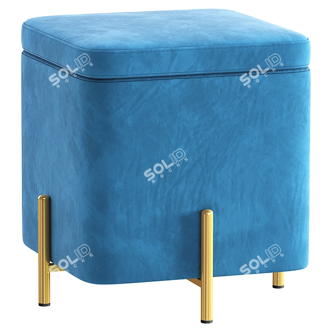 Elegant Grace Grey Pouf 3D model image 5