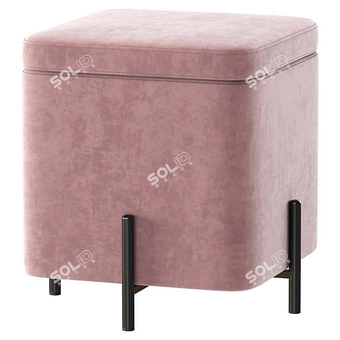 Elegant Grace Grey Pouf 3D model image 6