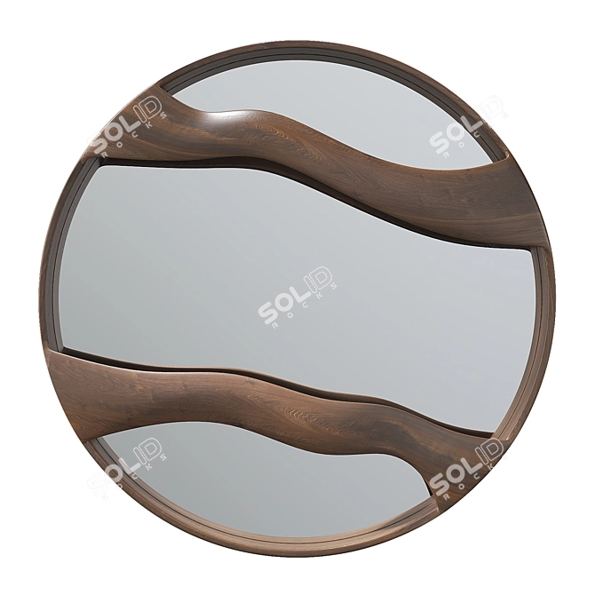 Walnut Wood Mirror Wall Art 3D model image 1