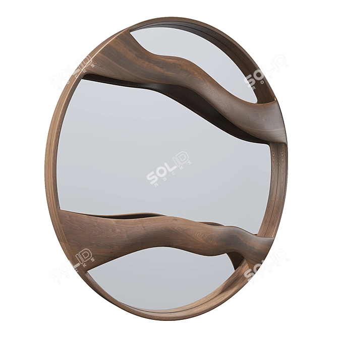 Walnut Wood Mirror Wall Art 3D model image 2