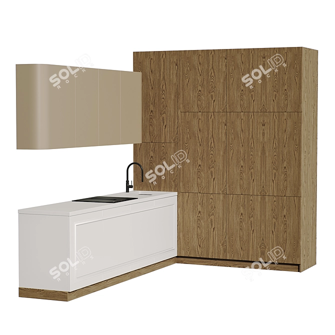 Modern Style Customizable Kitchen 3D model image 4