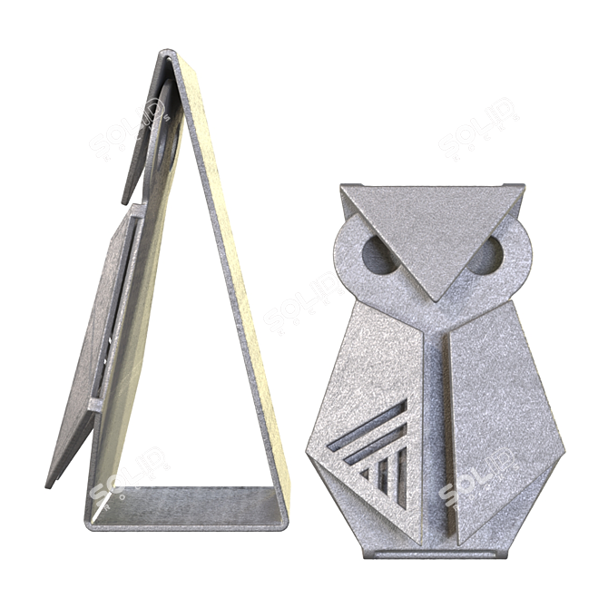 Geometric Metal Owl Sculptures 3D model image 3