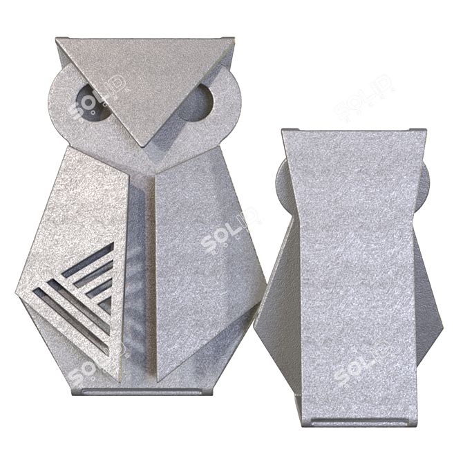 Geometric Metal Owl Sculptures 3D model image 4