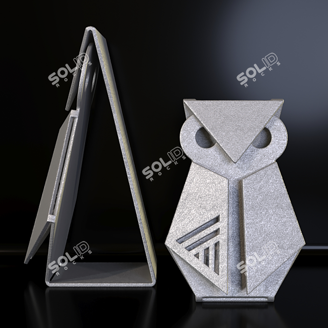 Geometric Metal Owl Sculptures 3D model image 6