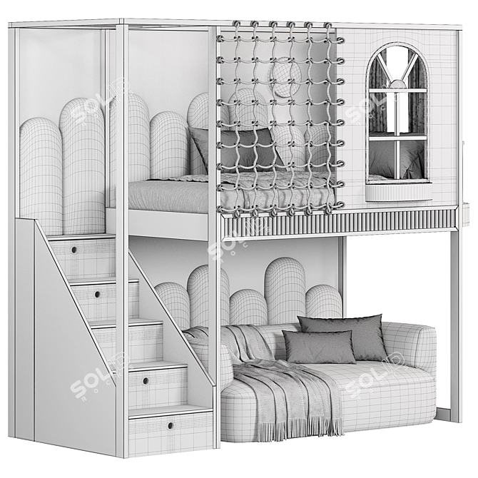 Modern Children Bunk Bed Set 3D model image 5