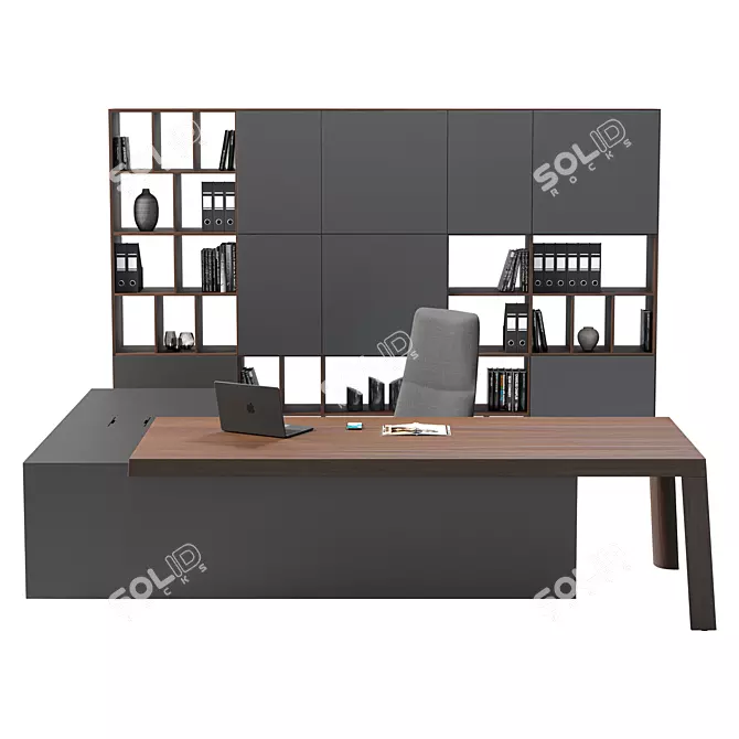 Sleek Modern Office Furniture Set 3D model image 1