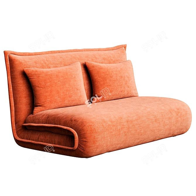 Foldable Corduroy Sofa Bed - Copper 3D model image 3