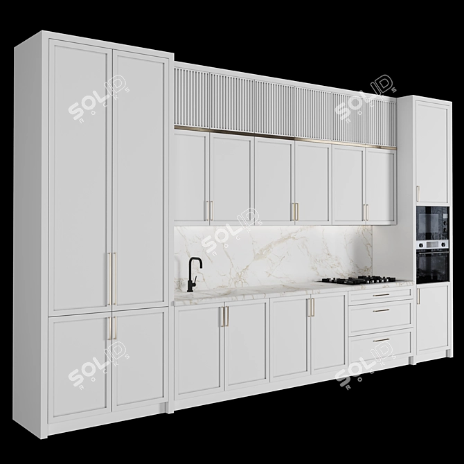 Modern Island Kitchen Set 3D model image 2