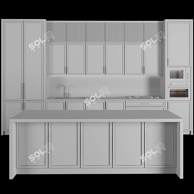 Modern Island Kitchen Set 3D model image 4