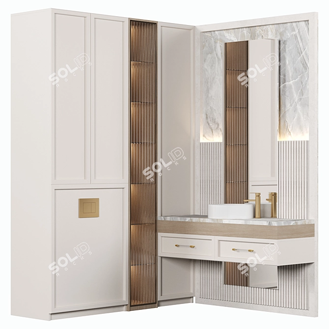 Modern Bathroom Furniture Set 3D model image 1