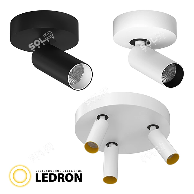 Rotating LED Surface Mount Lights 3D model image 1