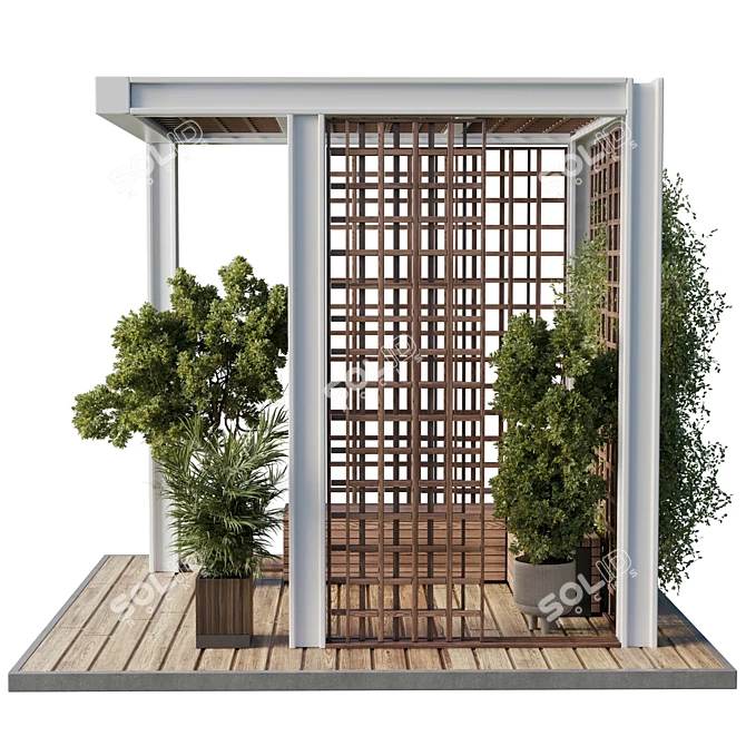 Pergola Roof Garden Furniture Ensemble 3D model image 4