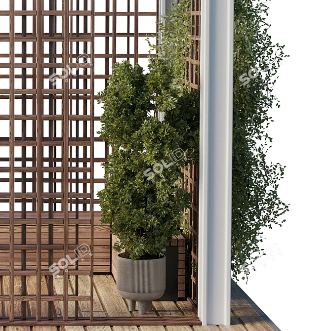 Pergola Roof Garden Furniture Ensemble 3D model image 5