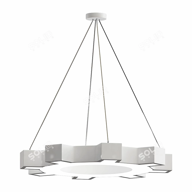 Modern Metallic Gear Pendant Light 3D model image 1