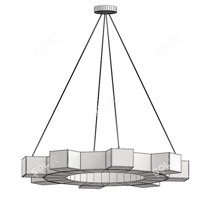 Modern Metallic Gear Pendant Light 3D model image 2