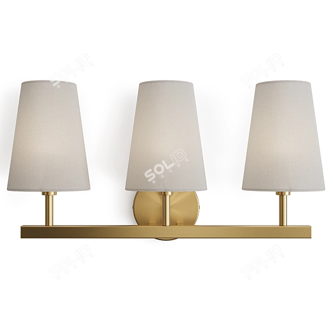 Elegant Triple Linen Brass Sconce 3D model image 2