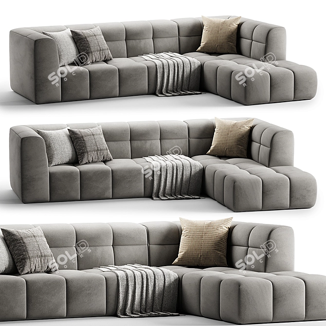 Minimalist L-Shaped Sectional Sofa 3D model image 1