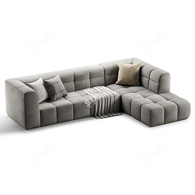 Minimalist L-Shaped Sectional Sofa 3D model image 3