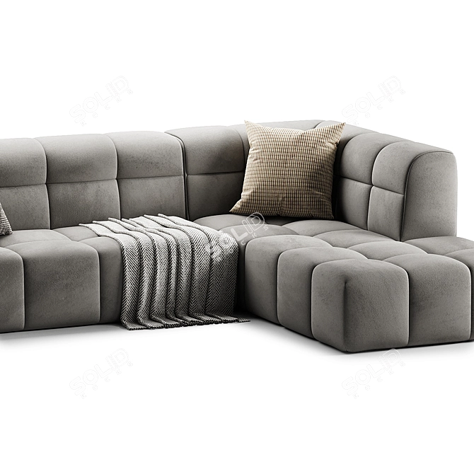 Minimalist L-Shaped Sectional Sofa 3D model image 4