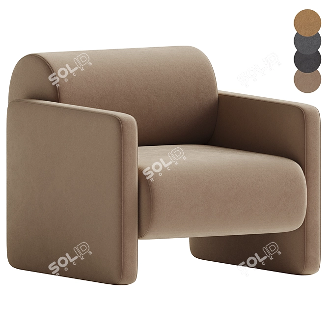 Sleek Nantes Lounge Chair Reimagined 3D model image 1